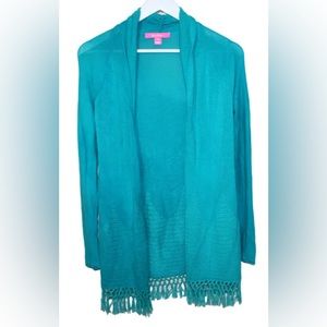 Lilly Pulitzer Tatum Teal Cardigan Sz XS